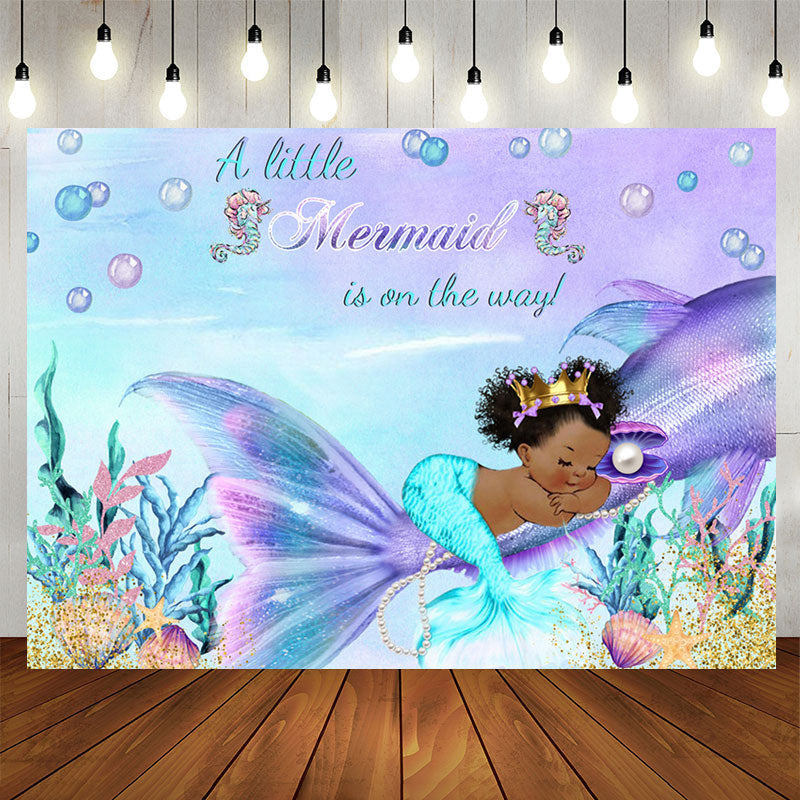 Aperturee - A Little Mermaid is on the way Baby Shower Backdrop