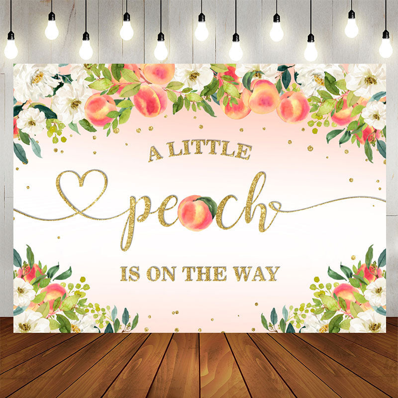 Aperturee - A Little Peach Is On The Way Pink Baby Shower Backdrop