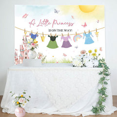 Aperturee - A Little Princess Castle Floral Baby Shower Backdrop