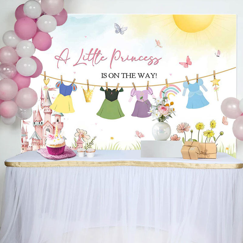 Aperturee - A Little Princess Castle Floral Baby Shower Backdrop