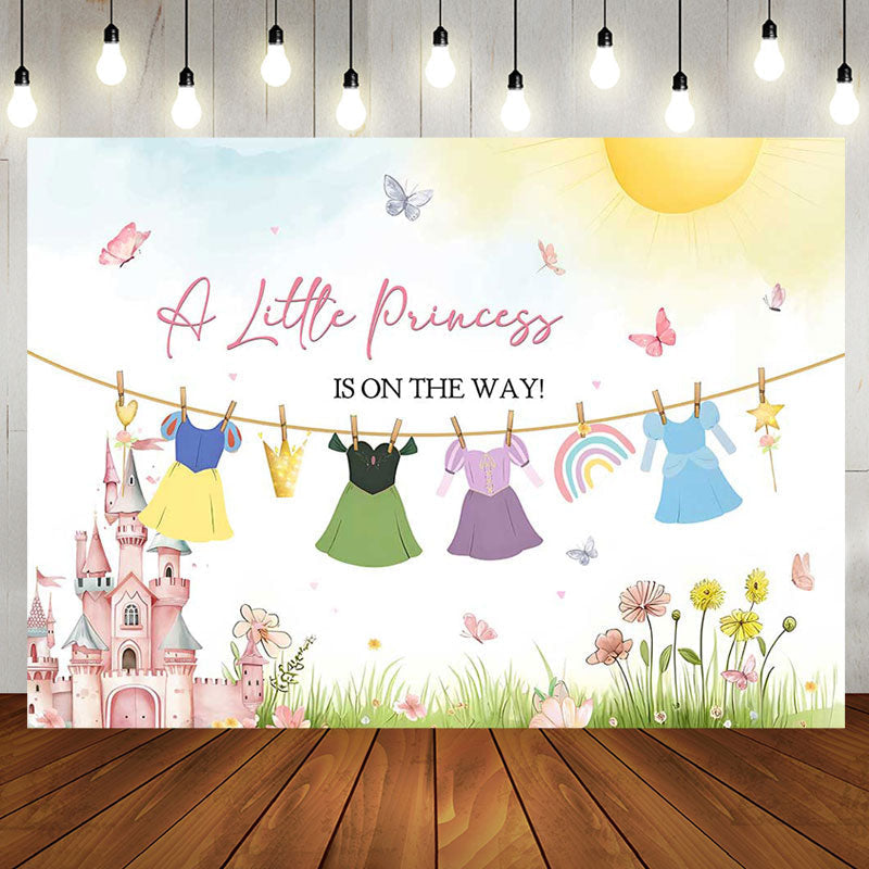 Aperturee - A Little Princess Castle Floral Baby Shower Backdrop