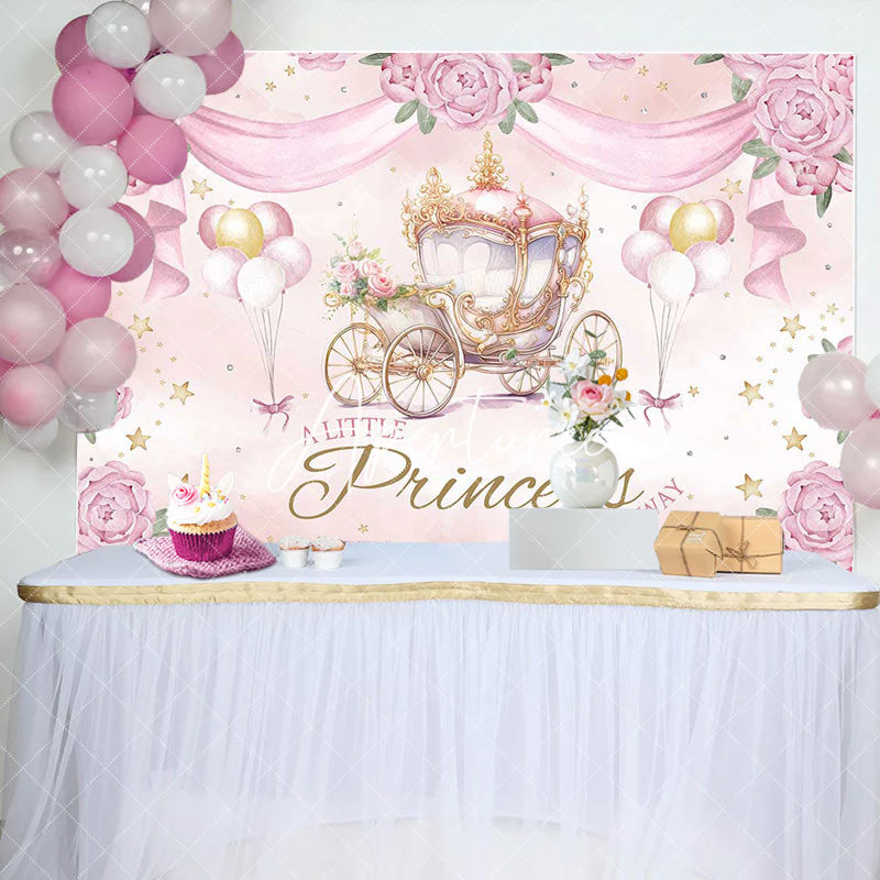 Aperturee - A Little Princess Pink Floral Baby Shower Backdrop