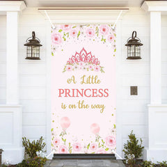 Aperturee - A Little Princess Pink Floral Baby Shower Door Cover