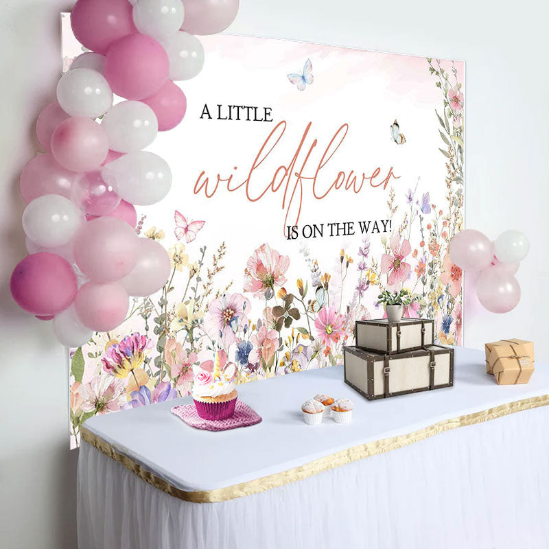 Aperturee - A Little Wildflower Butterfly Baby Shower Backdrop