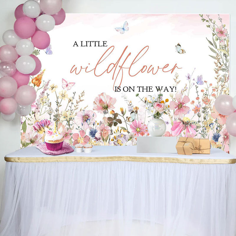 Aperturee - A Little Wildflower Butterfly Baby Shower Backdrop