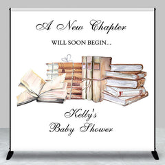 Aperturee - A New Chapter Books Custom Name Baby Shower Backdrop