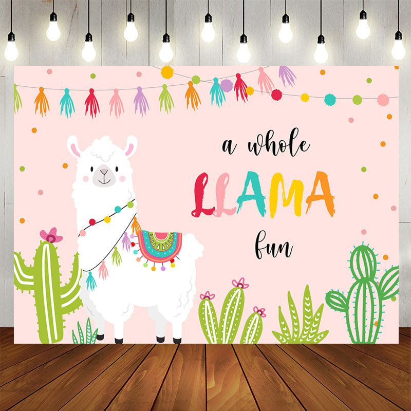 Aperturee - A Whole Llama Lun Pink Birthday Backdrops For Girl