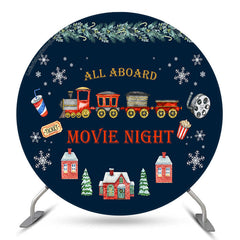 Aperturee Aboard Movie Night Christmas Round Birthday Backdrop