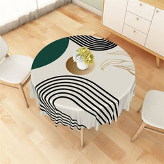 Aperturee - Abstract Black Lines Morden Simple Round Tablecloth