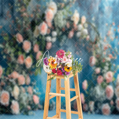 Aperturee - Abstract Blue Wall Spring Floral Wedding Backdrop