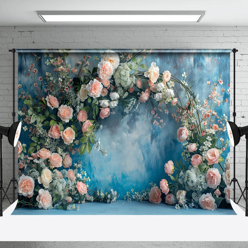 Aperturee - Abstract Blue Wall Spring Floral Wedding Backdrop