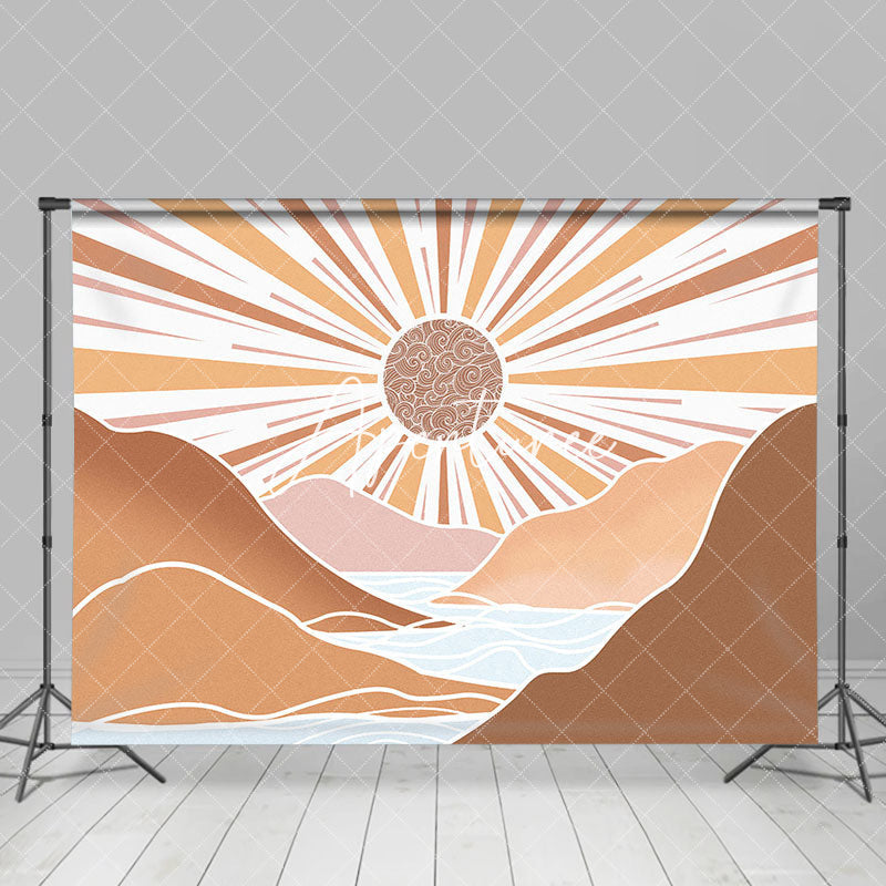 Aperturee - Abstract Boho Sunset River Mountains Party Backdrop