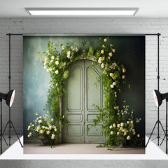 Aperturee - Abstract Green Wall Floral Greenery Door Backdrop