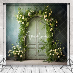 Aperturee - Abstract Green Wall Floral Greenery Door Backdrop