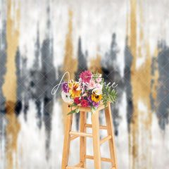 Aperturee - Abstract Grey Gold Art Graffiti Wall Photo Backdrop