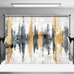 Aperturee - Abstract Grey Gold Art Graffiti Wall Photo Backdrop