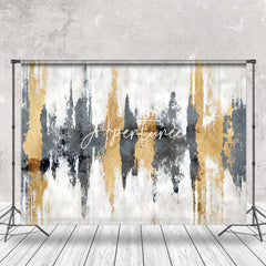 Aperturee - Abstract Grey Gold Art Graffiti Wall Photo Backdrop