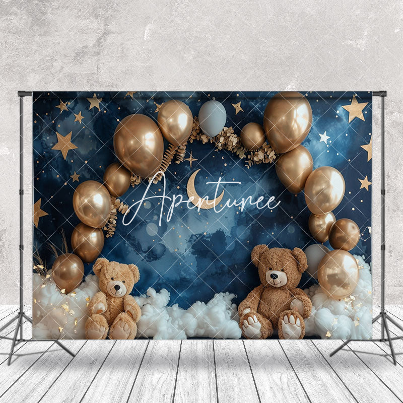 Aperturee - Abstract Night Wall Star Bear Cake Smash Backdrop