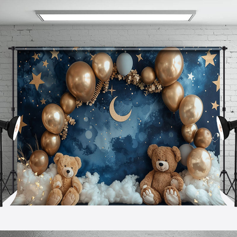 Aperturee - Abstract Night Wall Star Bear Cake Smash Backdrop