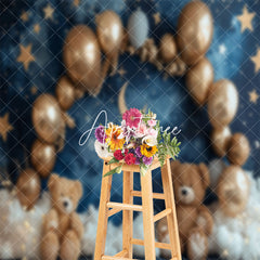 Aperturee - Abstract Night Wall Star Bear Cake Smash Backdrop