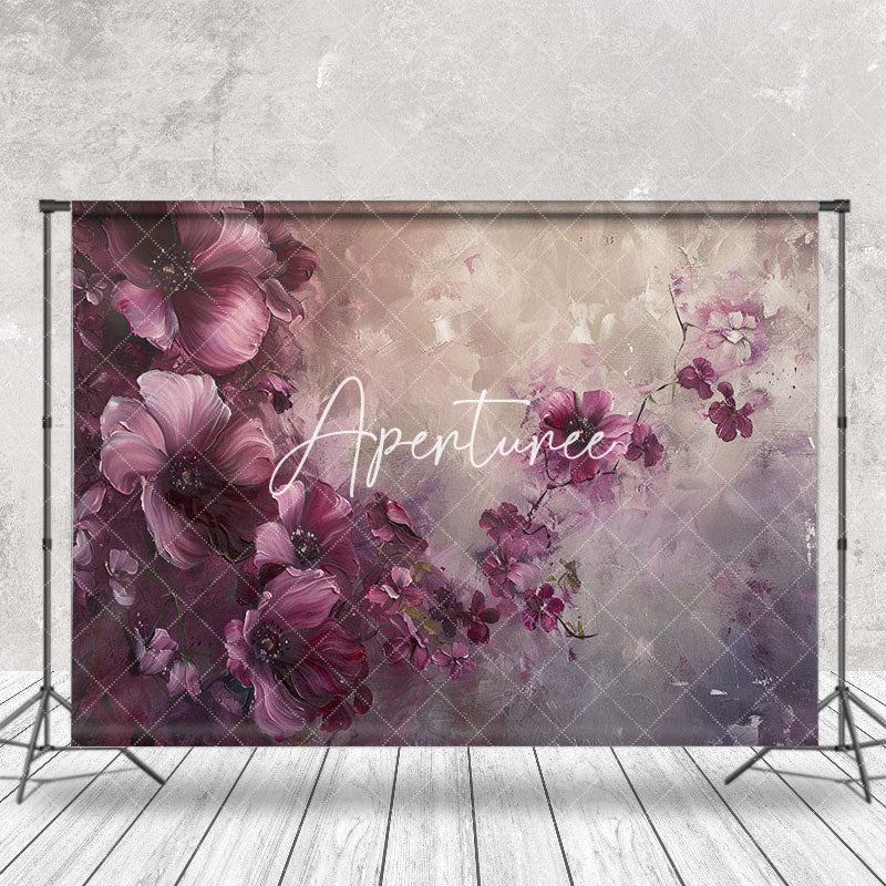 Aperturee - Abstract Purple Oil Painting Floral Fine Art Backdrop