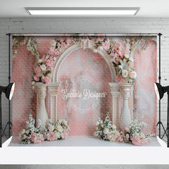 Aperturee - Abstract Retro Pink Wall Floral Wedding Backdrop