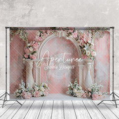 Aperturee - Abstract Retro Pink Wall Floral Wedding Backdrop