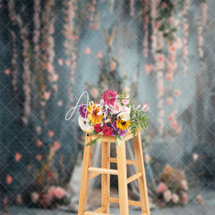 Aperturee - Abstract Wall Pink Floral Tent Backdrop For Wedding