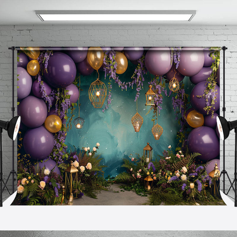 Aperturee - Abstract Wall Purple Balloon Cake Smash Backdrop