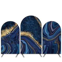 Aperturee Abstracted Texture Navy Blue Gold Birthday Arch Backdrop Kit