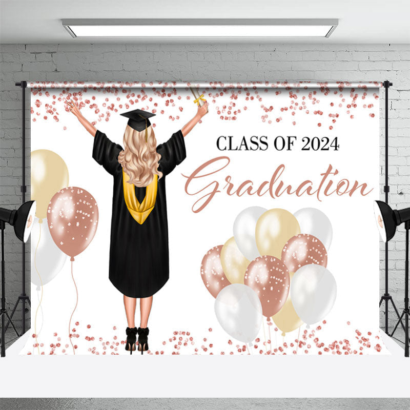 Aperturee - Academic Dress Girl Spark 2024 Grad Photo Backdrop