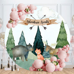 Aperturee - Adventure Awaits Safari Round Baby Shower Backdrop