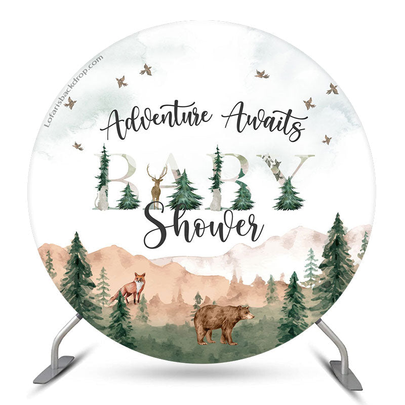 Aperturee Adventure Awaits Wild Round Baby Shower Backdrop