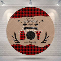 Aperturee Adventure Begin Boy Antler Round Baby Shower Backdrop