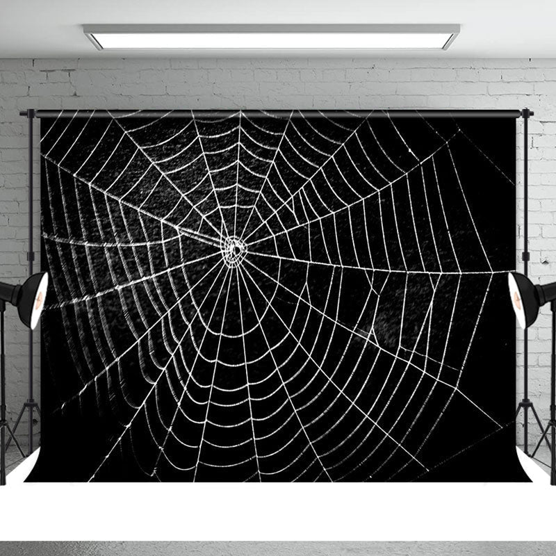 Aperturee - All Black Spider Net Horrible Happy Halloween Backdrop