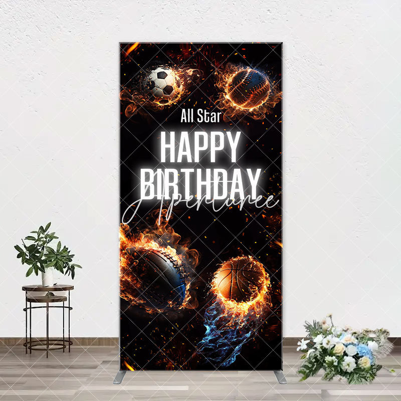 Aperturee - All Star Balls Fire Sports Arch Birthday Backdrop