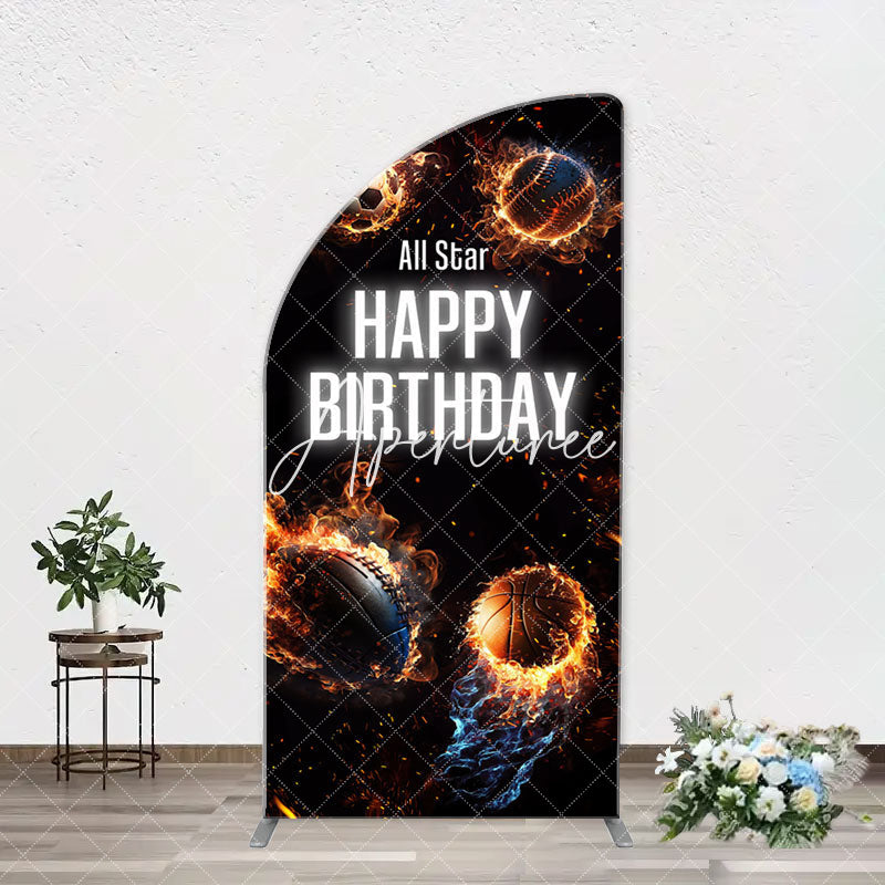 Aperturee - All Star Balls Fire Sports Arch Birthday Backdrop