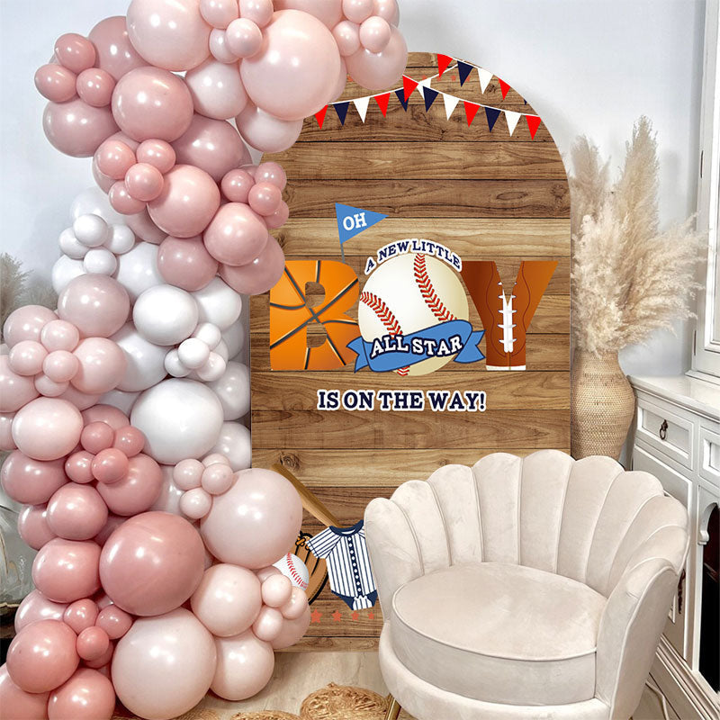 Aperturee - All Star Sport Ball Wooden Baby Shower Arch Backdrop