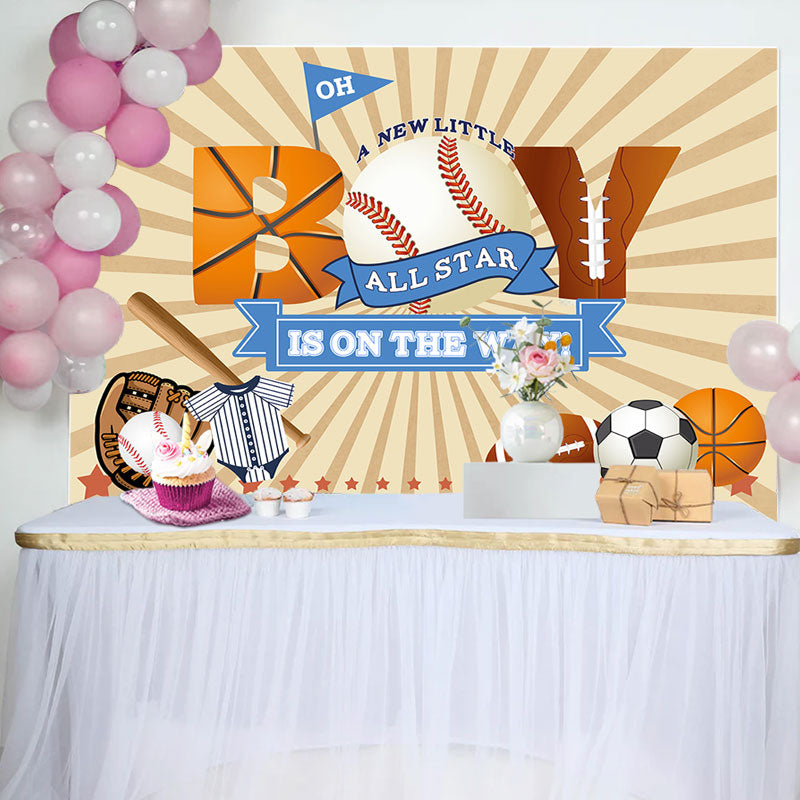 Aperturee - All Star Sports Balls Baby Shower Backdrop For Boy