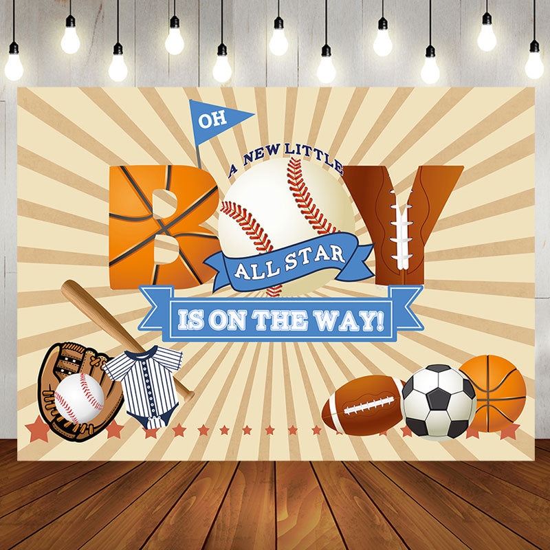 Aperturee - All Star Sports Balls Baby Shower Backdrop For Boy