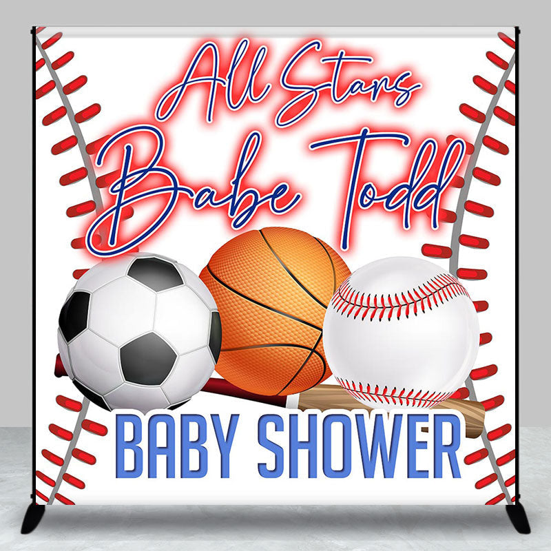 Aperturee - All Stars Sports Custom Name Baby Shower Backdrop