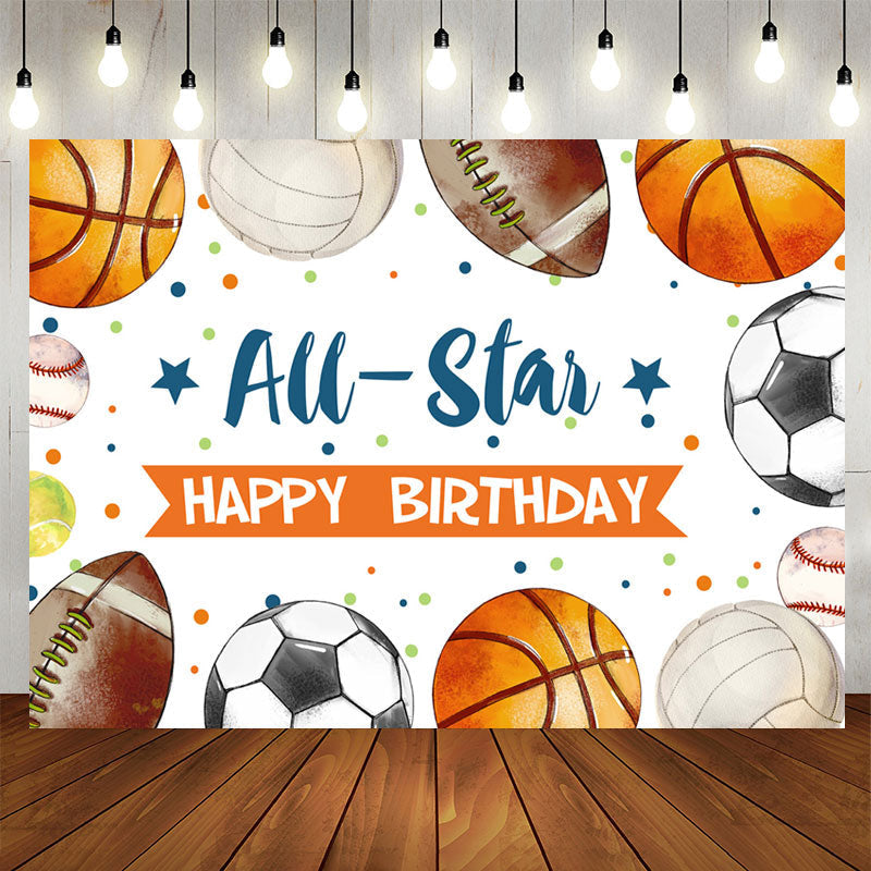 Aperturee - Allstar Sport Theme Happy Birthday Backdrop For Boy