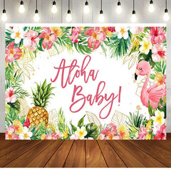 Aperturee - Aloha Baby Floral Gender Reveal Backdrop For Girl