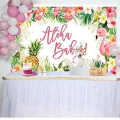 Aperturee - Aloha Baby Floral Gender Reveal Backdrop For Girl