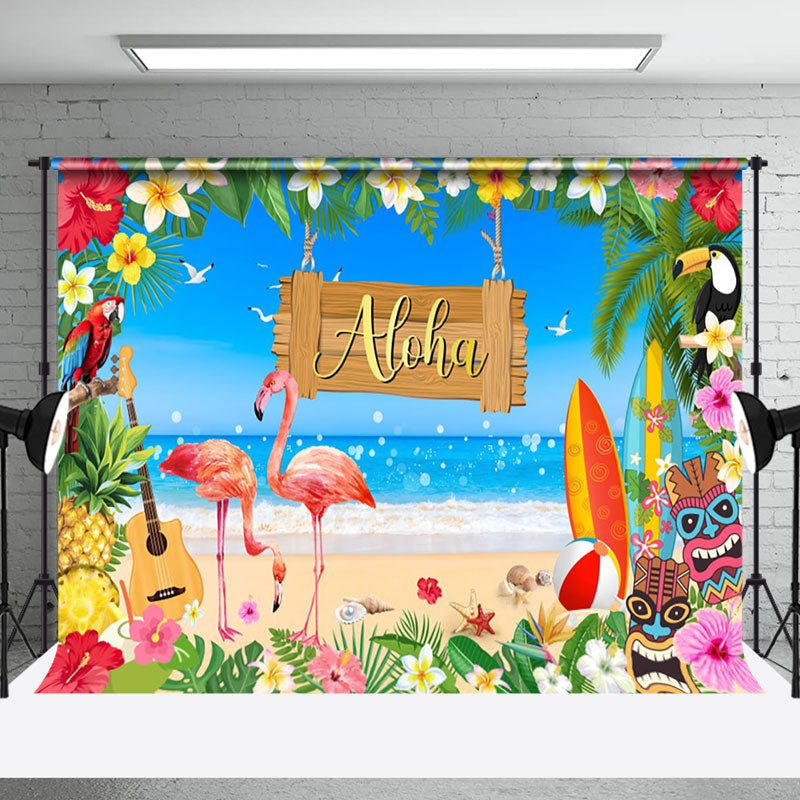 Aperturee - Aloha Flamingo Floral Luca Summer Photography Backdrop