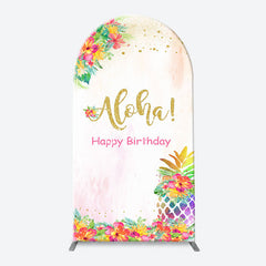 Aperturee - Aloha Floral Pineapple Arch Backdrop For Birthday