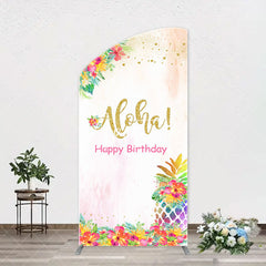 Aperturee - Aloha Floral Pineapple Arch Backdrop For Birthday