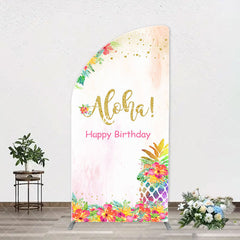 Aperturee - Aloha Floral Pineapple Arch Backdrop For Birthday