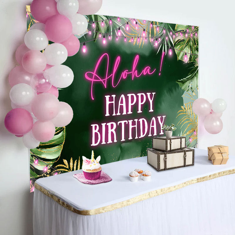 Aperturee - Aloha Greenery Tropical Monstera Birthday Backdrop