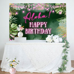 Aperturee - Aloha Greenery Tropical Monstera Birthday Backdrop